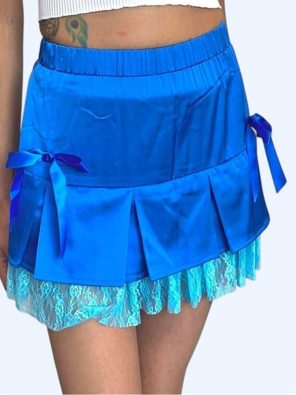 Fairy Y2K Blue Lace Mini Skirt w/ Ribbon Details 💙✨